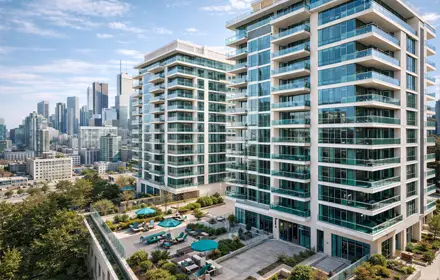 Modern condominium buildings in a city residential area